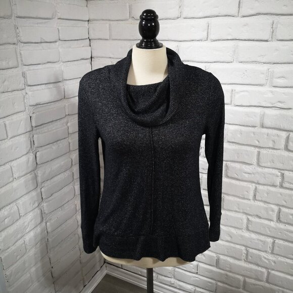 Cleo Ladies Size XS Black with Specs of Grey Lightweight Cowl Neck Sweater - Picture 1 of 9